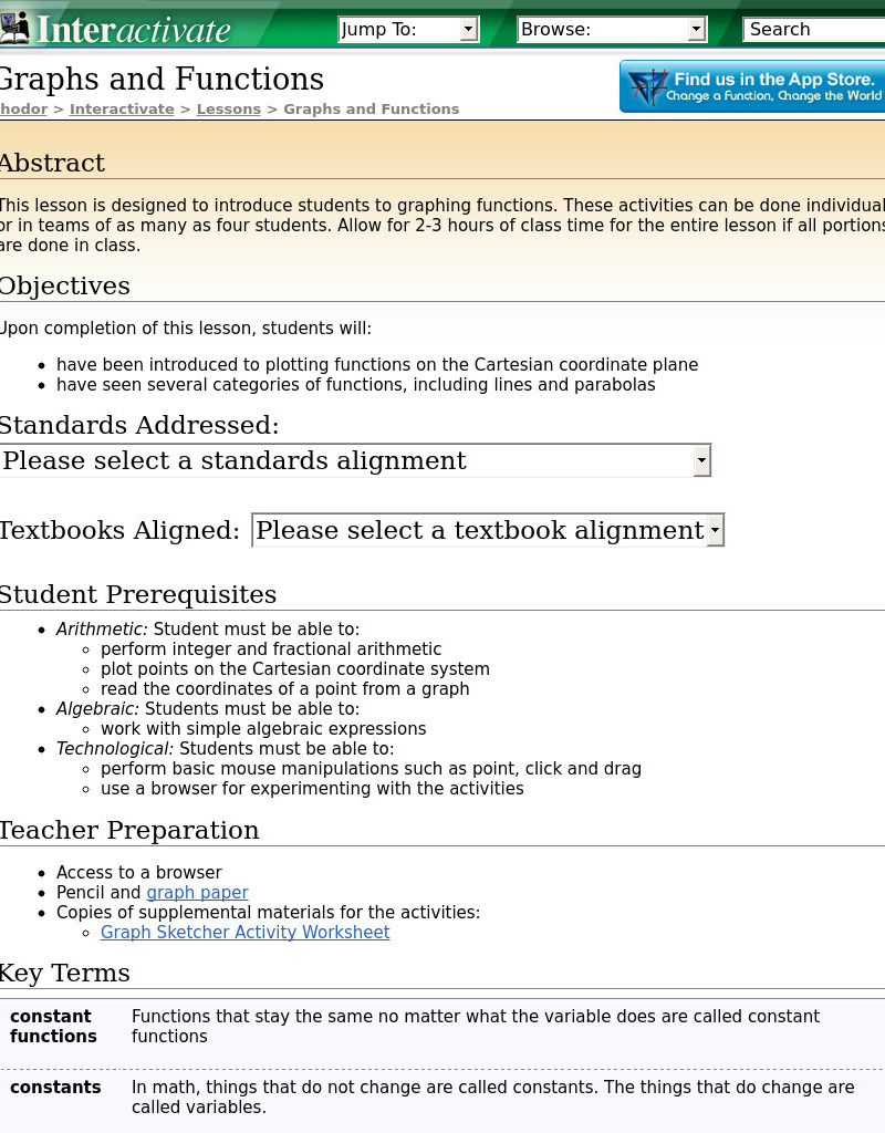 Graphs and Functions Lesson Plan