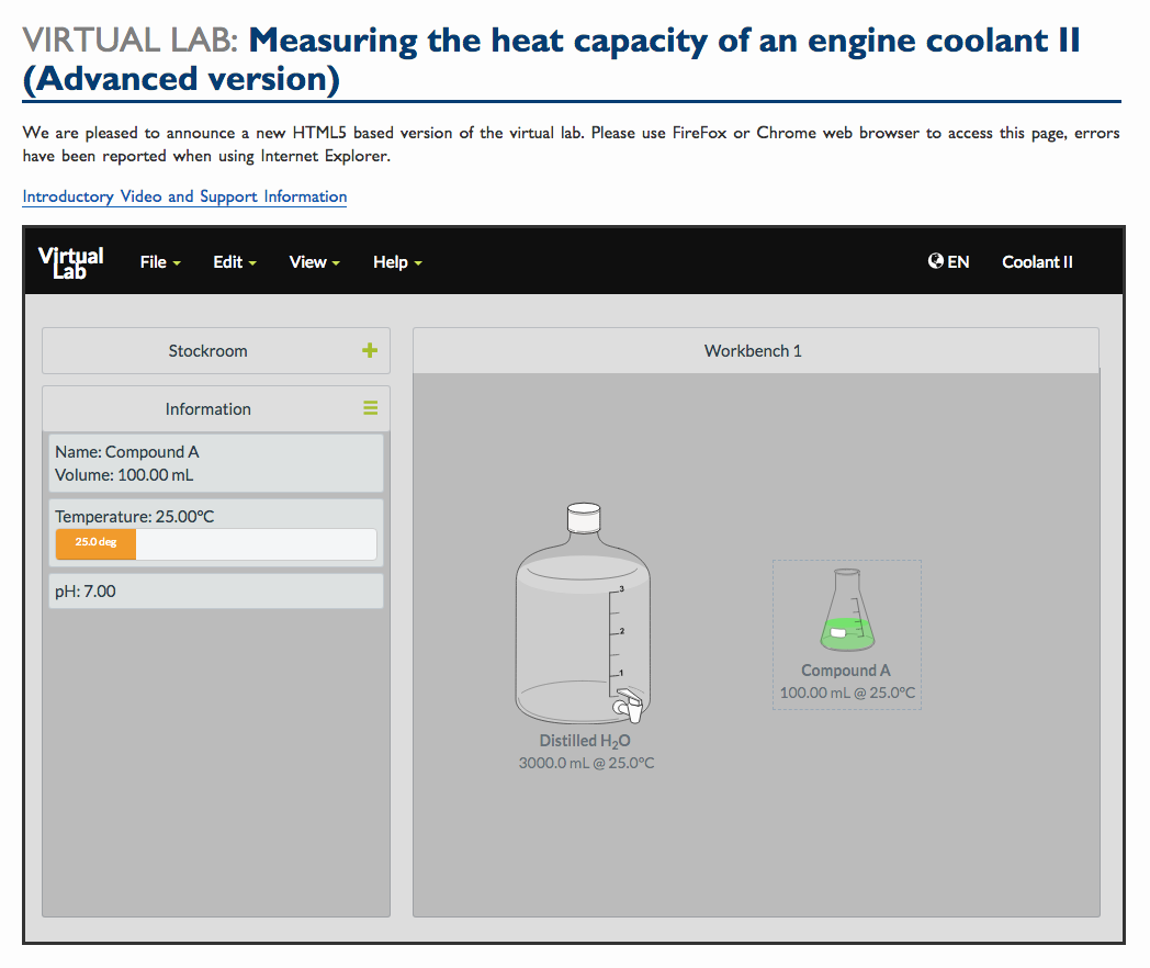 Virtual Lab: Measuring the Heat Capacity of an Engine Coolant II (Advanced Version) Interactive