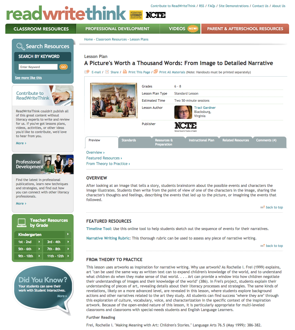 A Picture's Worth a Thousand Words: From Image to Detailed Narrative Lesson Plan