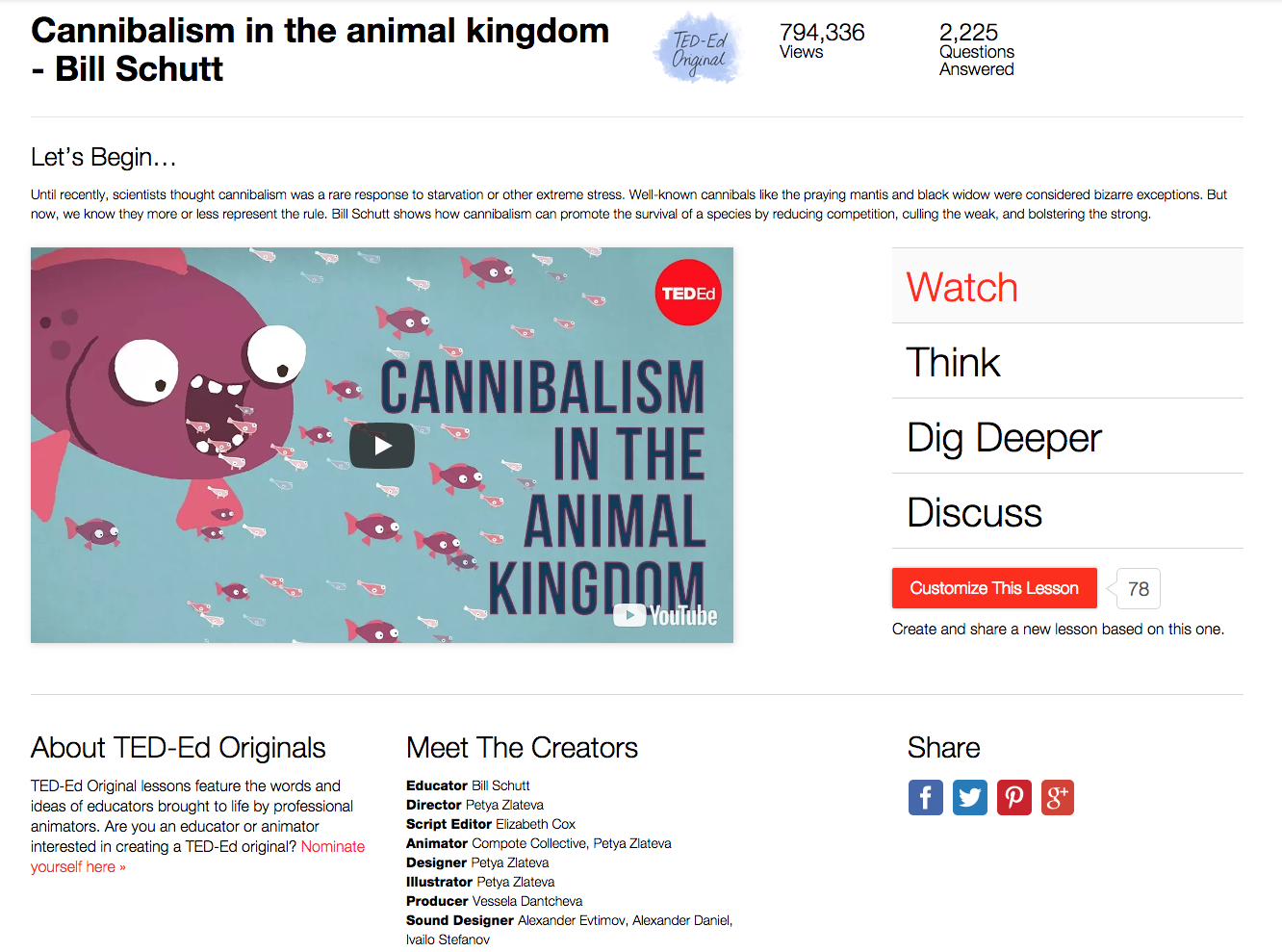 Cannibalism in the Animal Kingdom Instructional Video