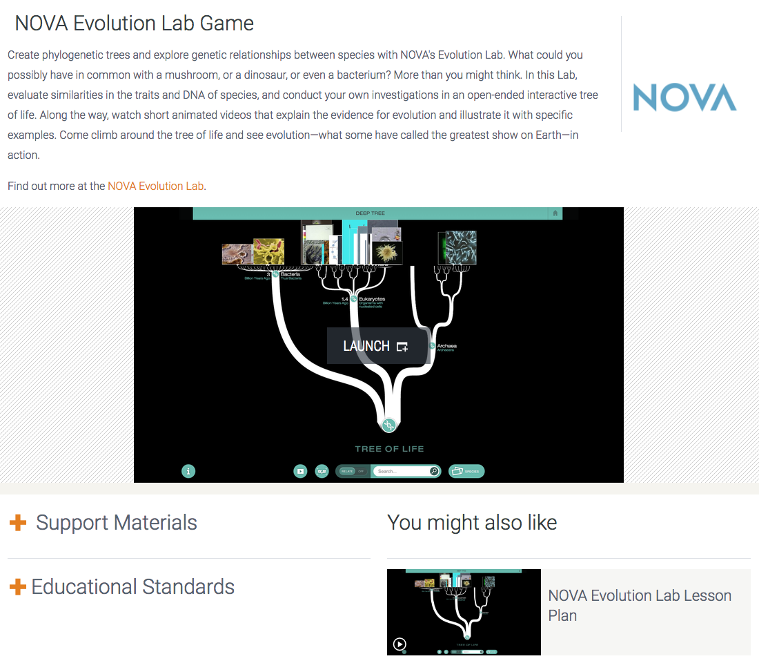 NOVA Evolution Lab Game Interactive