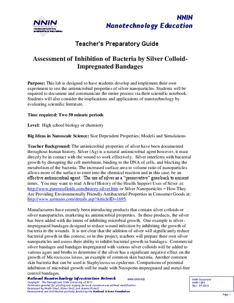 Silver and Bandages: Assessment of Inhibition of Bacteria by Silver Colloid-Impregnated Bandages Activity