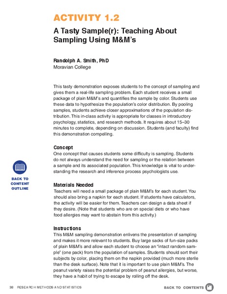 A Tasty Sample(r): Teaching about Sampling Using M&amp;M’s Activity