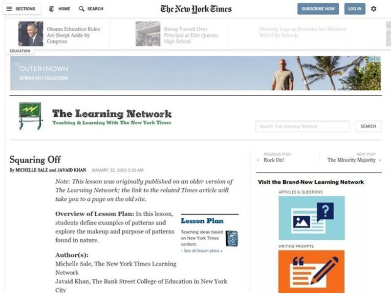 Squaring Off Lesson Plan