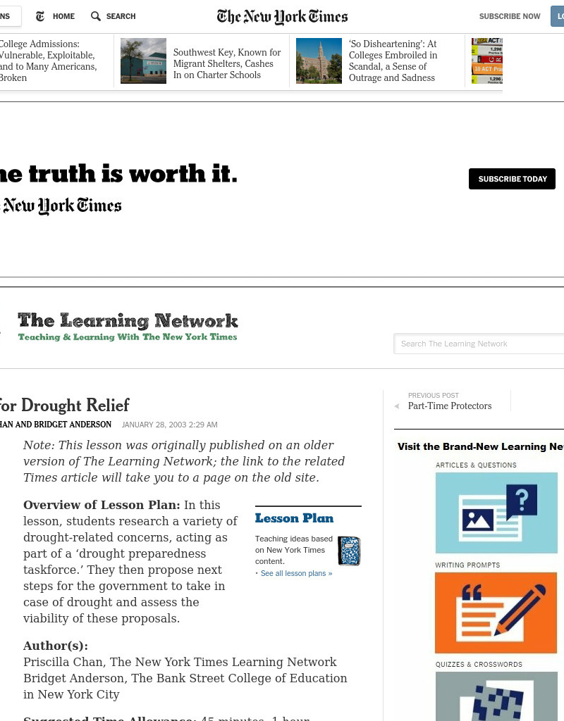 Thirsty for Drought Relief Lesson Plan