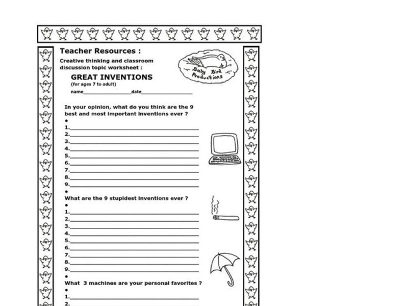 Great Inventions Worksheet