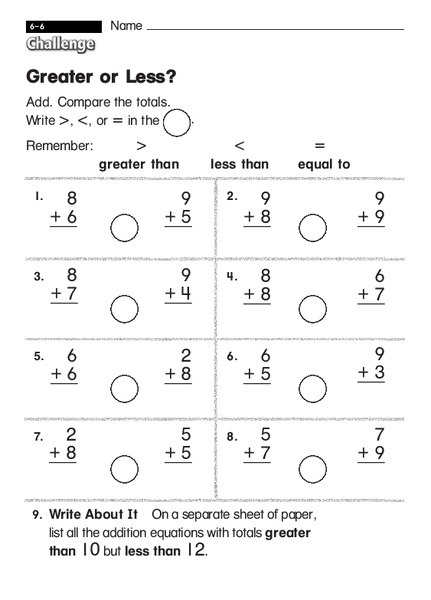 Greater or Less? Worksheet