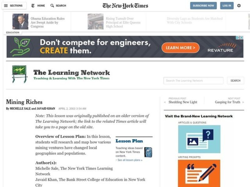 Mining Riches Lesson Plan