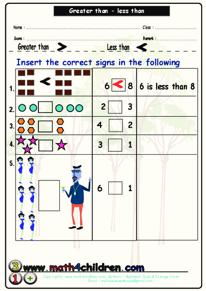 Greater than-Less than Worksheet