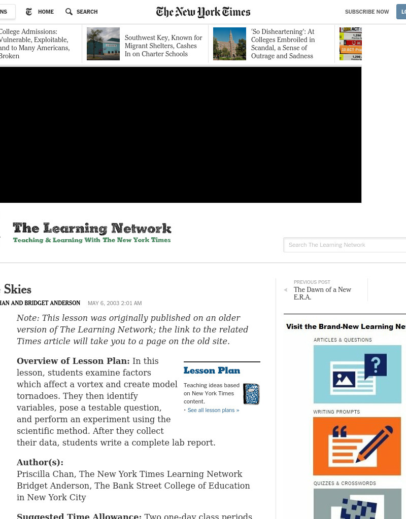 Variable Skies Lesson Plan