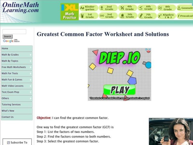 Greatest Common Factor Interactive