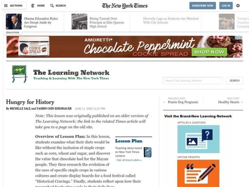 Hungry for History Lesson Plan