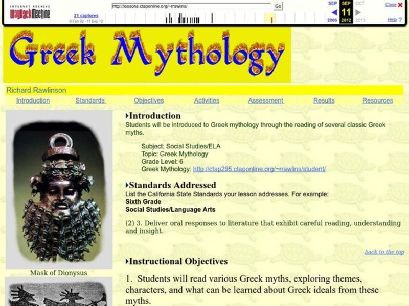 Greek Mythology Lesson Plan