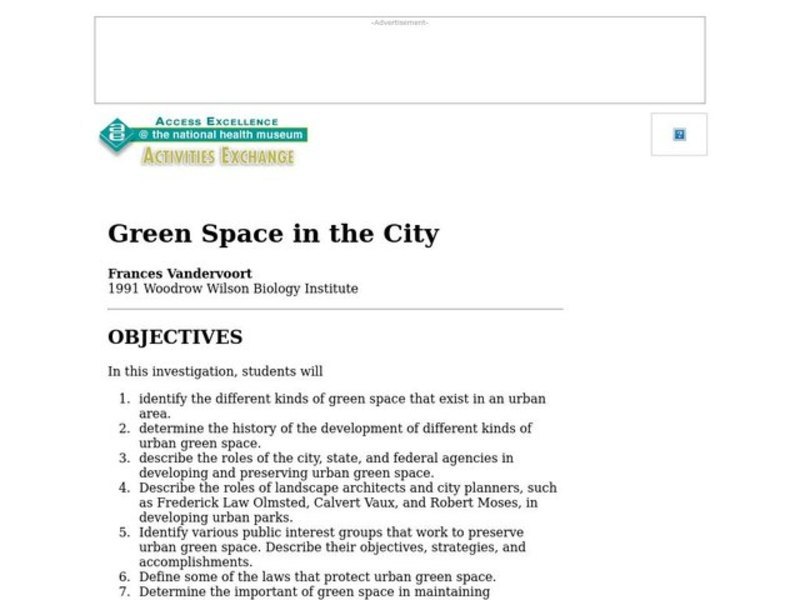 Green Space in the City Lesson Plan