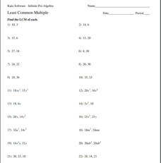 Least Common Multiple Worksheet