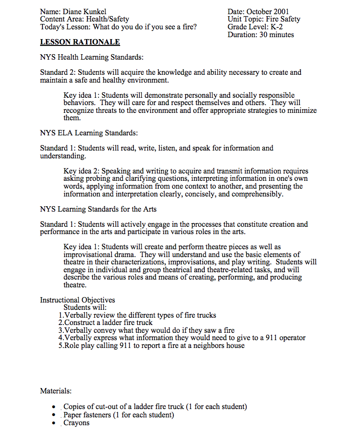 What do You do if You See a Fire? Lesson Plan