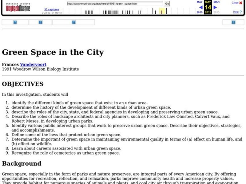 Green Space in the City Lesson Plan