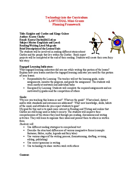 Knights and Castles and Kings Galore Lesson Plan