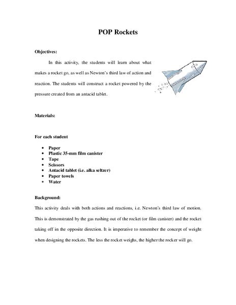 Pop Rockets Lesson Plan