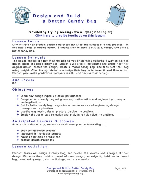 Build A Better Candy Bag Lesson Plan