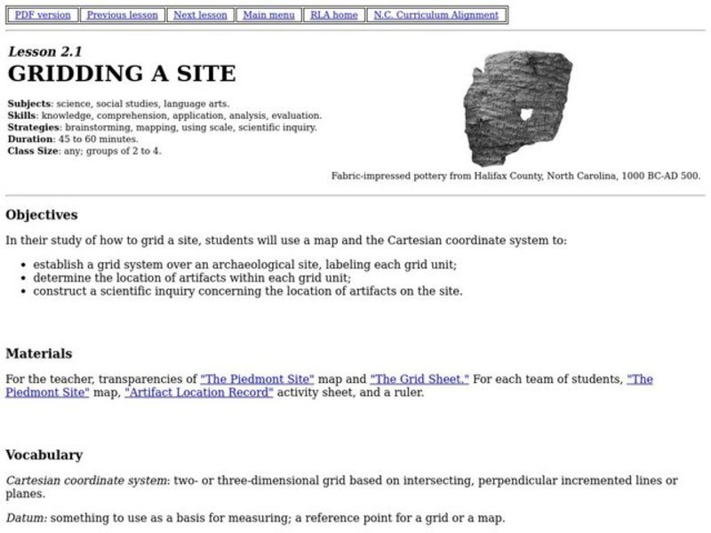 Gridding a Site Lesson Plan