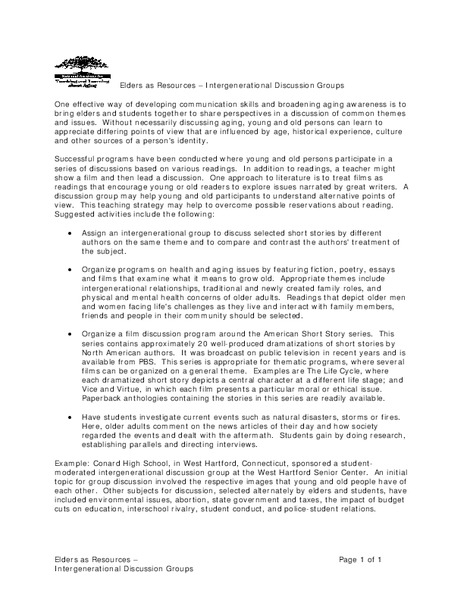 Elders As Resources Lesson Plan