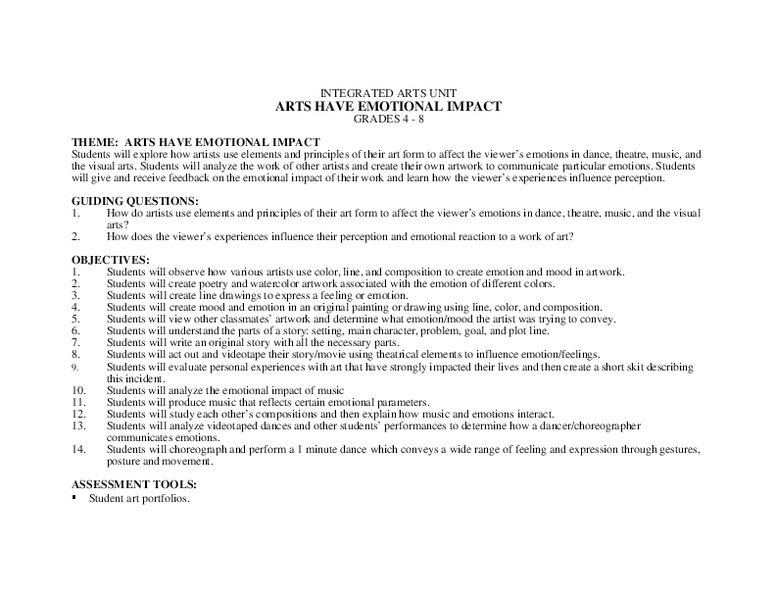 Arts have Emotional Impact Lesson Plan