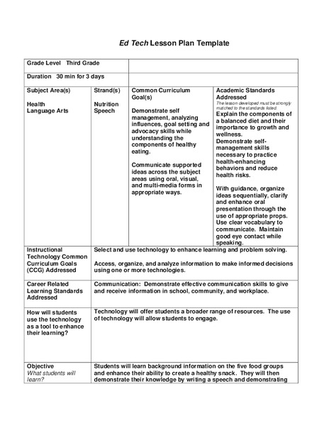 The Five Food Groups Lesson Plan