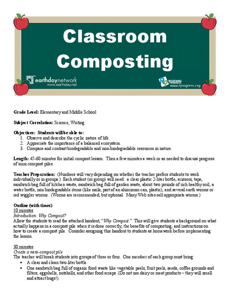 Classroom Composting Lesson Plan