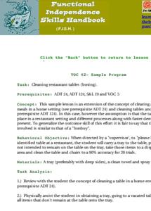 Cleaning restaurant tables (busing) Lesson Plan