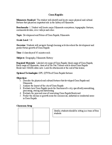 Coon Rapids Lesson Plan