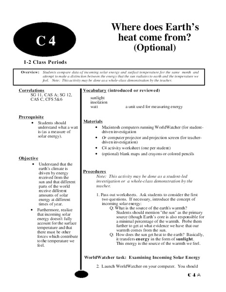 Where Does Earth's Heat Come From? Lesson Plan