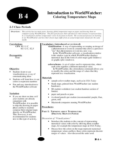 Introduction to WorldWatcher: Coloring Temperature Maps Lesson Plan