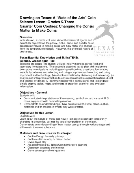 Quarter Coin Cookies Lesson Plan