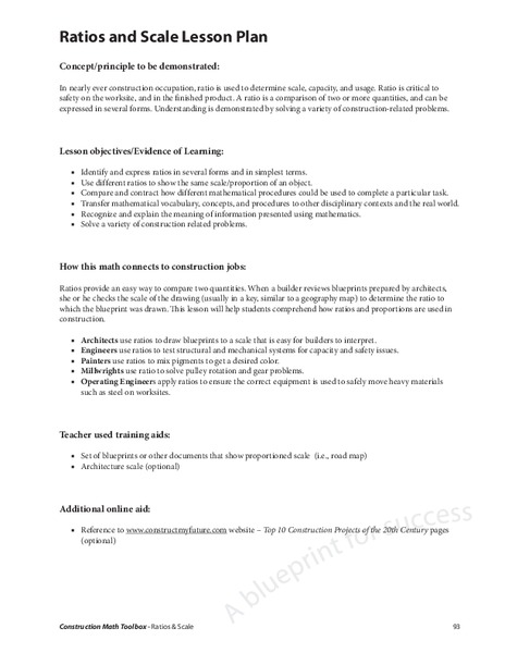 Ratios And Scale Lesson Plan