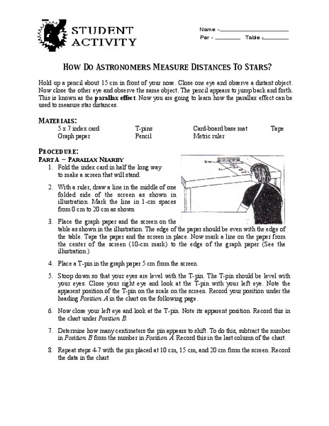 How Do Astronomers Measure Distances to Stars? Worksheet