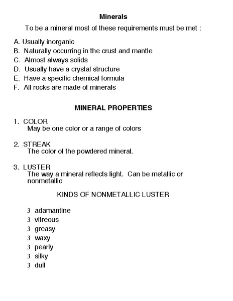 Mineral Properties Organizer