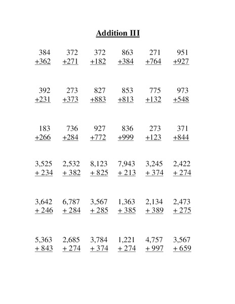 Addition III Lesson Plan