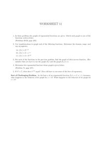Worksheet #11 - Exponential Functions Lesson Plan