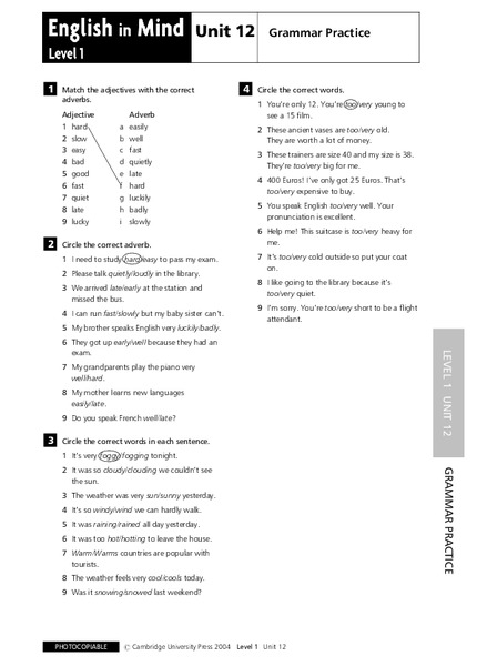 English in Mind Unit 12 Grammar Practice Lesson Plan