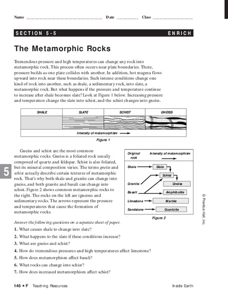 The Metamorphic Rocks Worksheet Worksheet