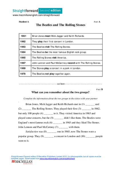 The Beatles and The Rolling Stones Worksheet