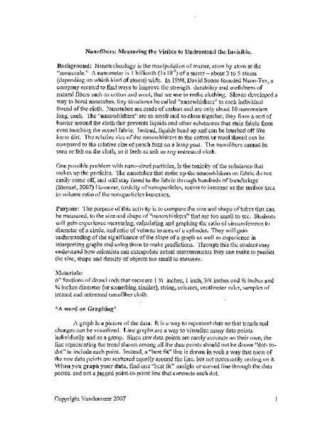 Nanofibers: Measuring the Visible to Understand the Invisible Lesson Plan