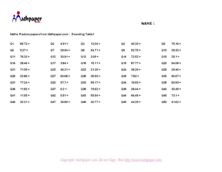 Rounding Table 1 Lesson Plan