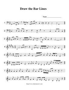 Draw the Bar Lines Worksheet