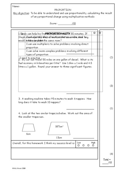 Proportion Worksheet