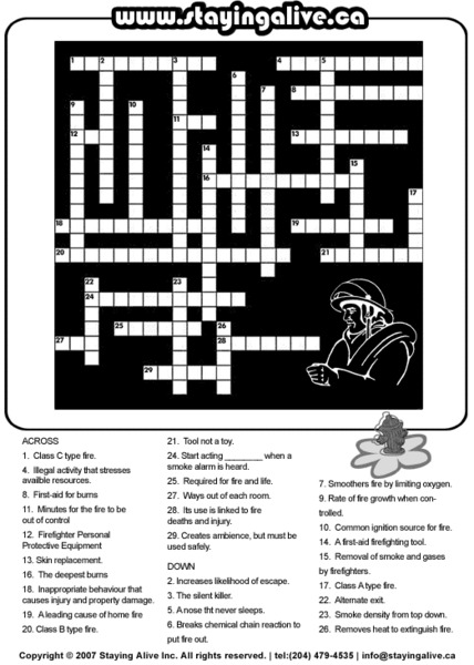 Staying Alive-- Crossword Puzzle Lesson Plan