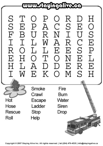 Staying Alive Word Search Lesson Plan