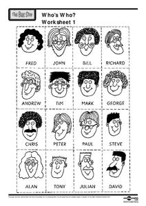 Who's Who? Worksheet 1 Lesson Plan