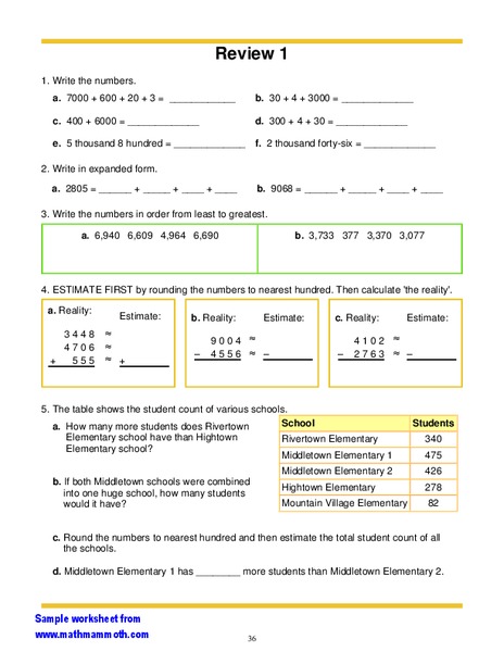 Review 1 Worksheet